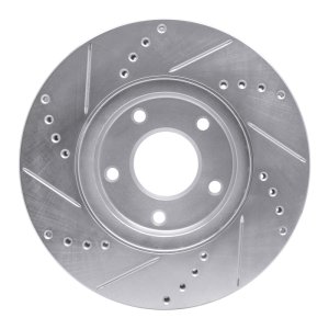 Infiniti Q45 Brake Rotor (1) - Front Right - R1 Concepts - Drilled & Slotted - Silver - `02-`17